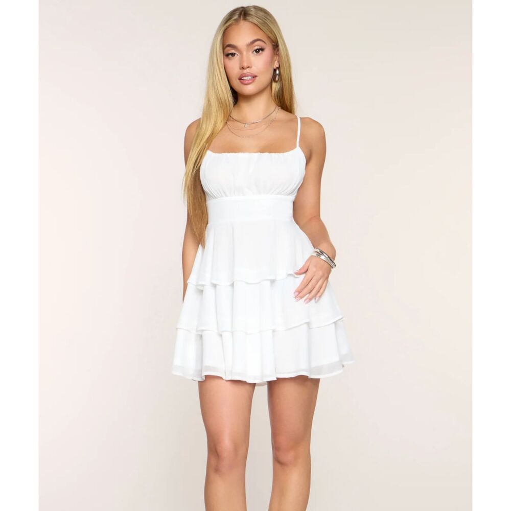 Extra Sweet Chiffon Ruffle Skater Dress NWT